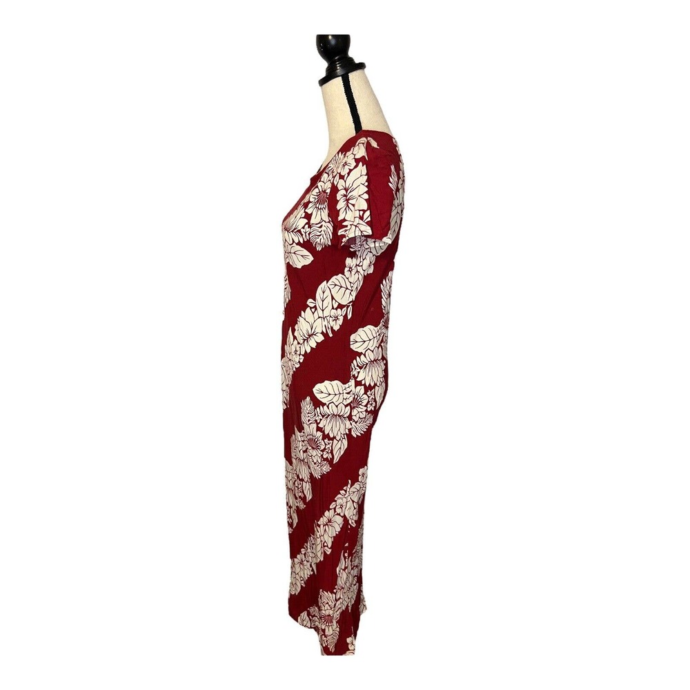 Hilo Hattie Red Dress Vintage Maxi Short Sleeve Floral Tropical Aloha Hawaii XS - Picture 2 of 5